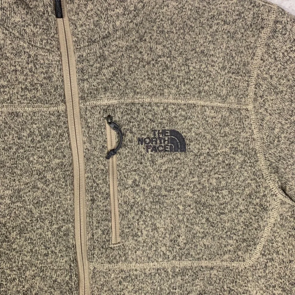 The North Face Gordon Lyons Full Zip Hoodie Men L Heathered Beige Fleece Outdoor